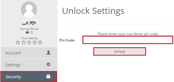 [PIN コード] を入力して [Unlock] をクリック