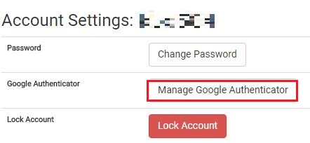 [Manage Google Authenticator] をクリック